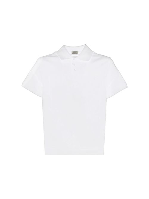 Embroidered-logo short-sleeved polo shirt Saint Laurent | 712300YB2OC9000